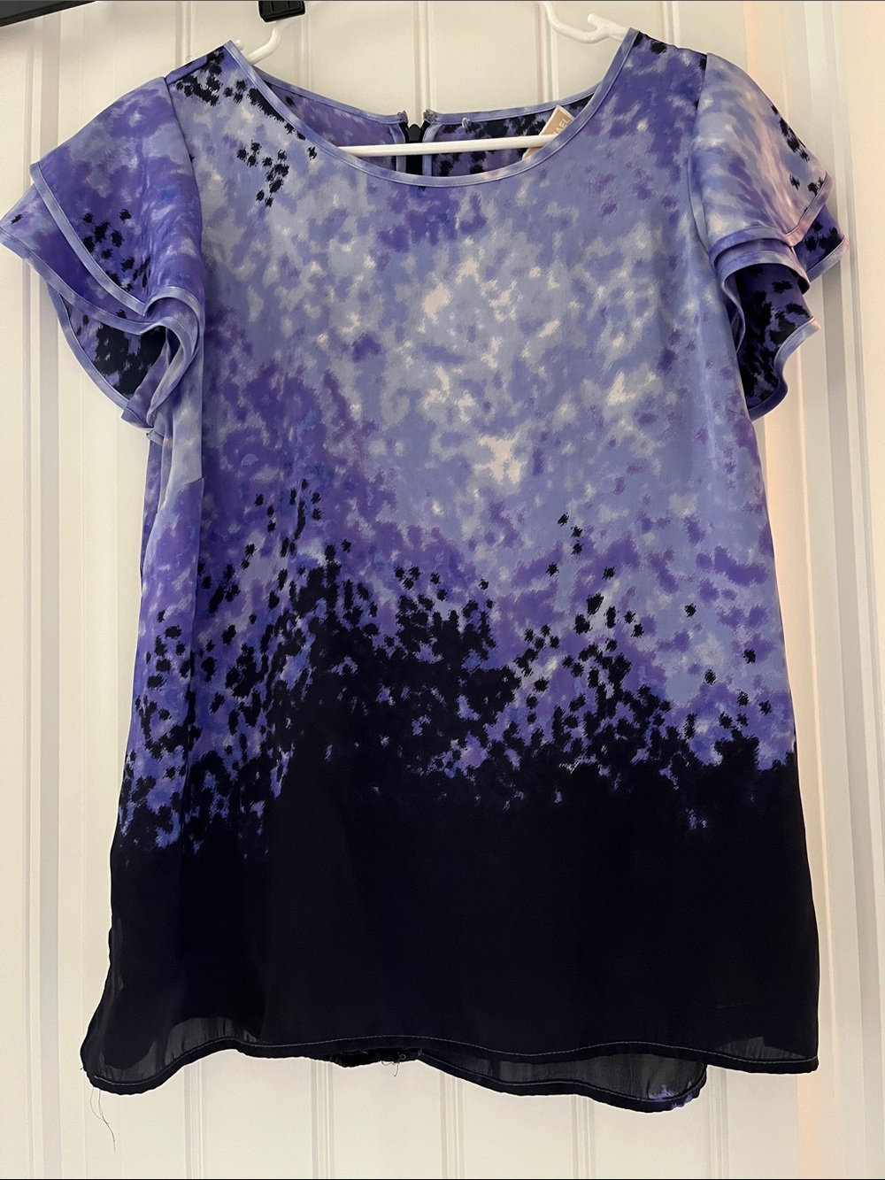Michael Kors Lavender to Black Ombre Flutter-Sleeve Blouse
